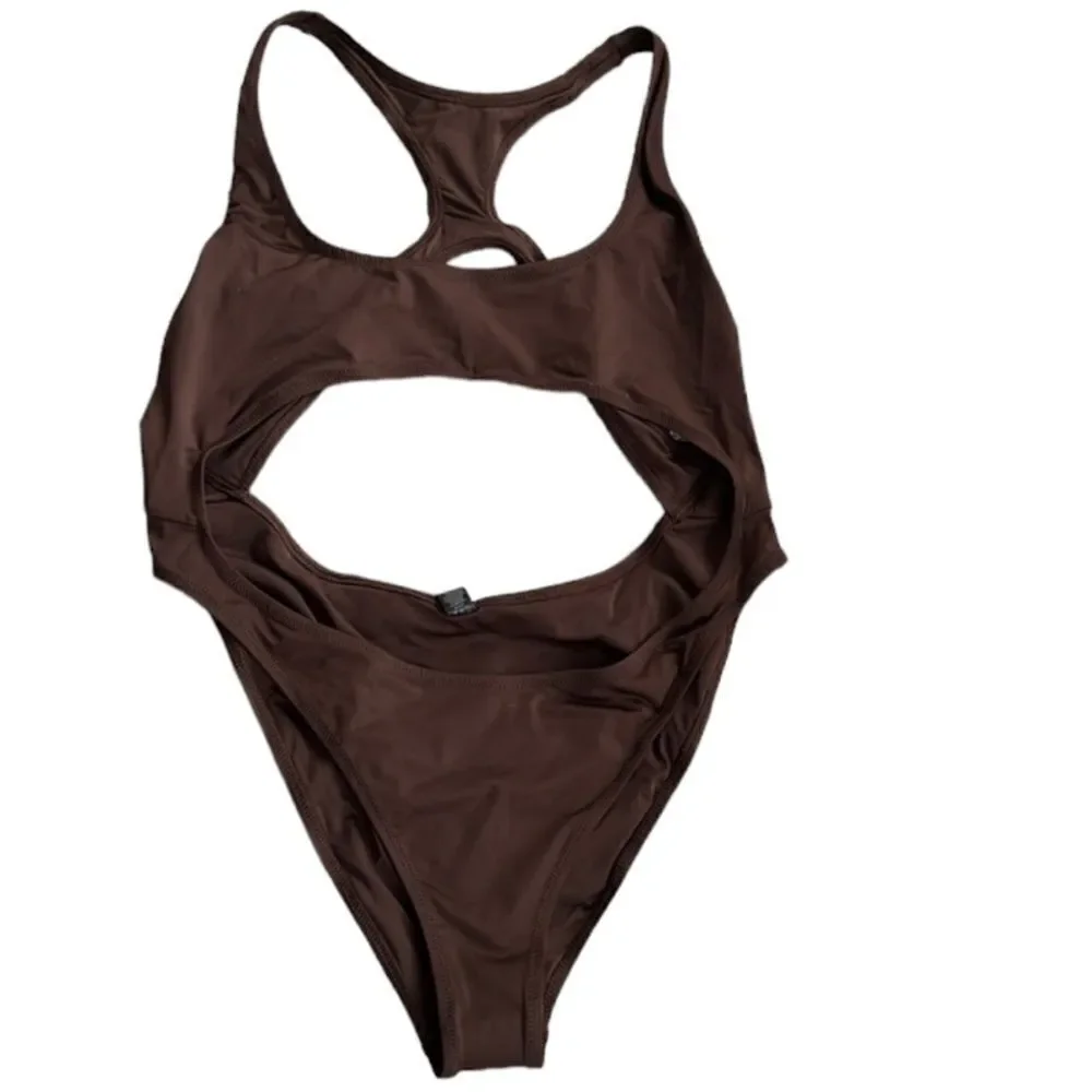 NWT SKIMS Swim Brown Monokini Cocoa One Piece Swimsuit